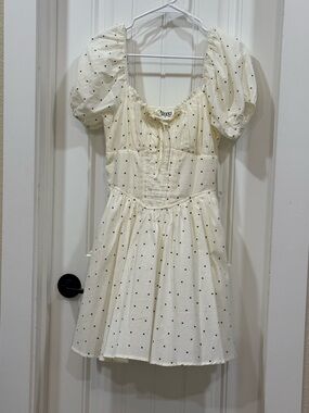 Trixxi Cream Dress with Black Polka Dots